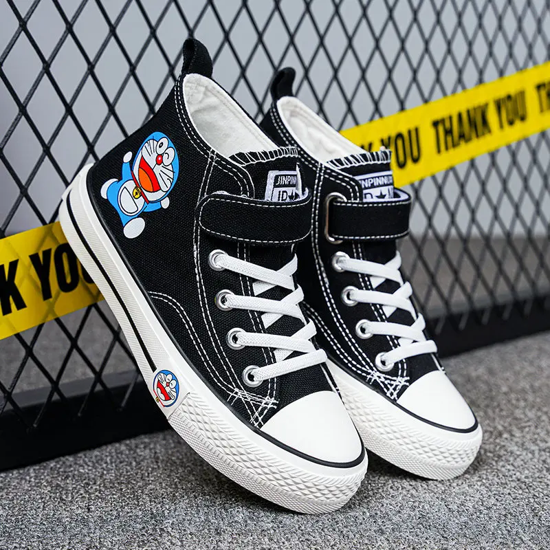 Yellow Cartoon High-top Boys Shoes Skateboard Breathable Canvas Kids Sneakers Anime Sports Shoes for Children basket garcon 2022