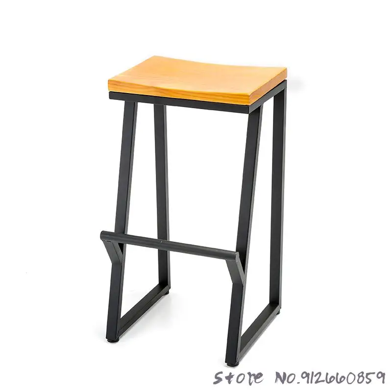 Барный стул из кованого железа массива дерева для кофе барный современный