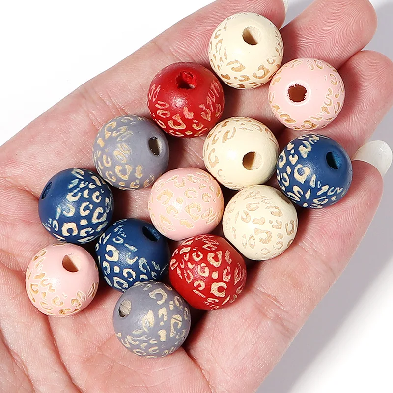 

5pcs/Lot 16mm Handmade Carved Wooden Beads Large Hole Beads For Jewelry Making Loose Spcer Beads DIY Bracelet Necklace Wholesale