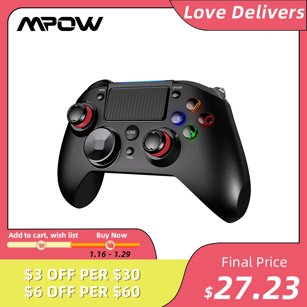 Беспроводной геймпад Mpow джойстик PC263 Игровой контроллер с 16-часовым временем
