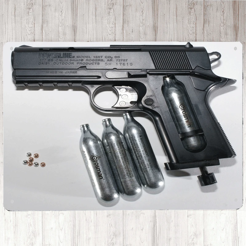 

New 2022 Rosman CO2 Revolver Pistol Metal Plaque Painting Tin Sign Retro Wall Poster Decoration 8*6inch