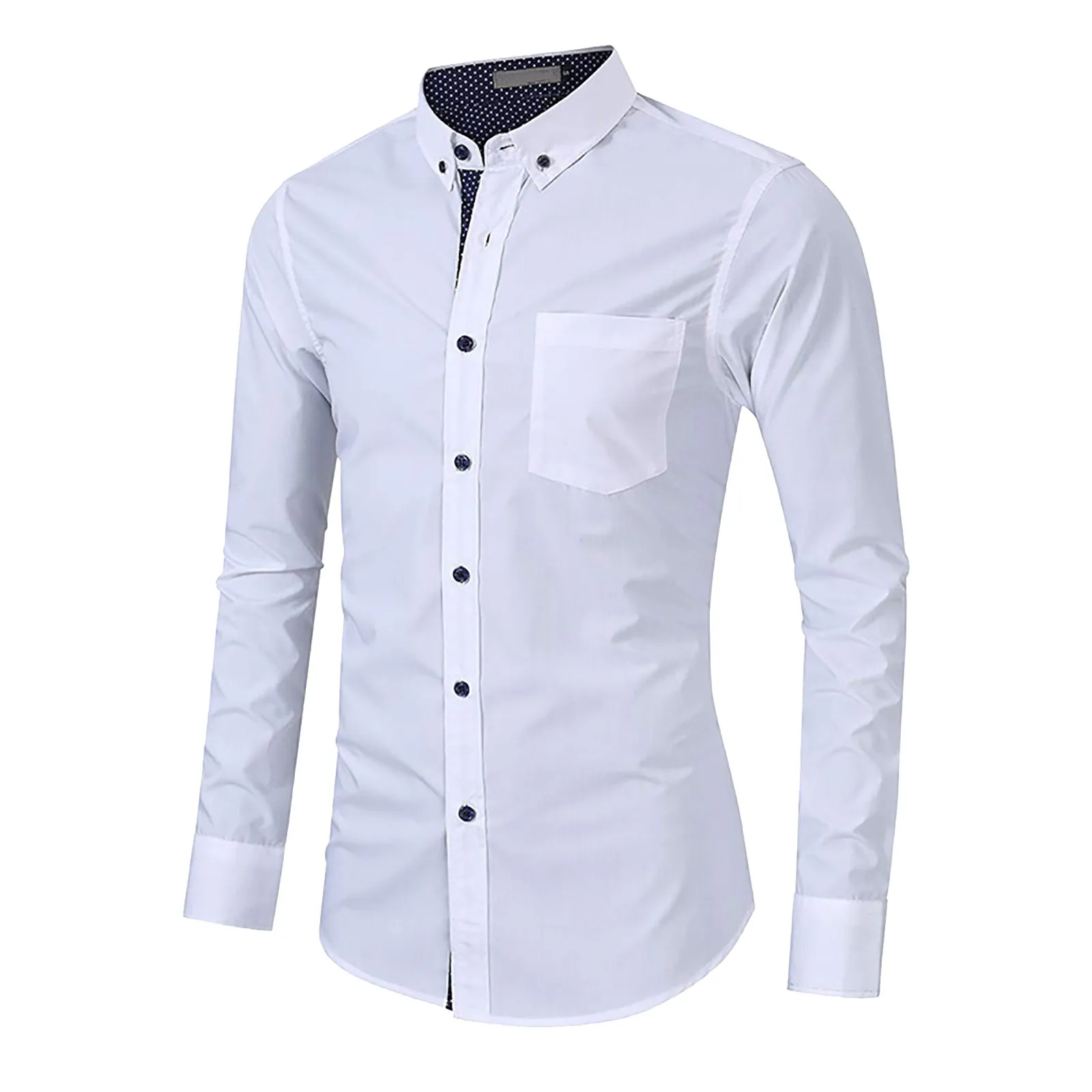 

Men'S Long Sleeved Shirt Top European And American Business Interior Printed Men'S Turn-Down-Collar Blouse Clothes Coat For Men