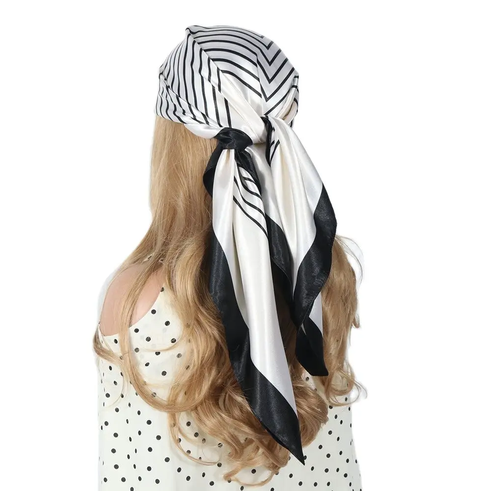 Шелковый шарф на голову женский роскошный модный для волос красивый платок