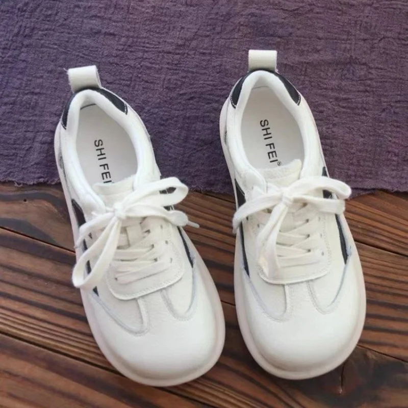 Высококачественные женские кожаные оксфорды на платформе толстые туфли Tottom