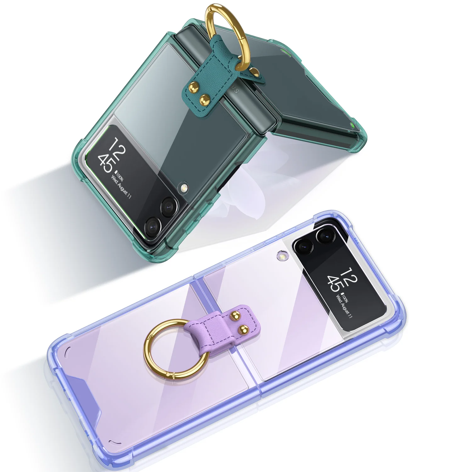 

Противоударный прозрачный чехол-подставка с кольцом для Samsung Galaxy Z Flip 4 5G, прозрачный чехол для Samsung Flip4, чехол с кольцом