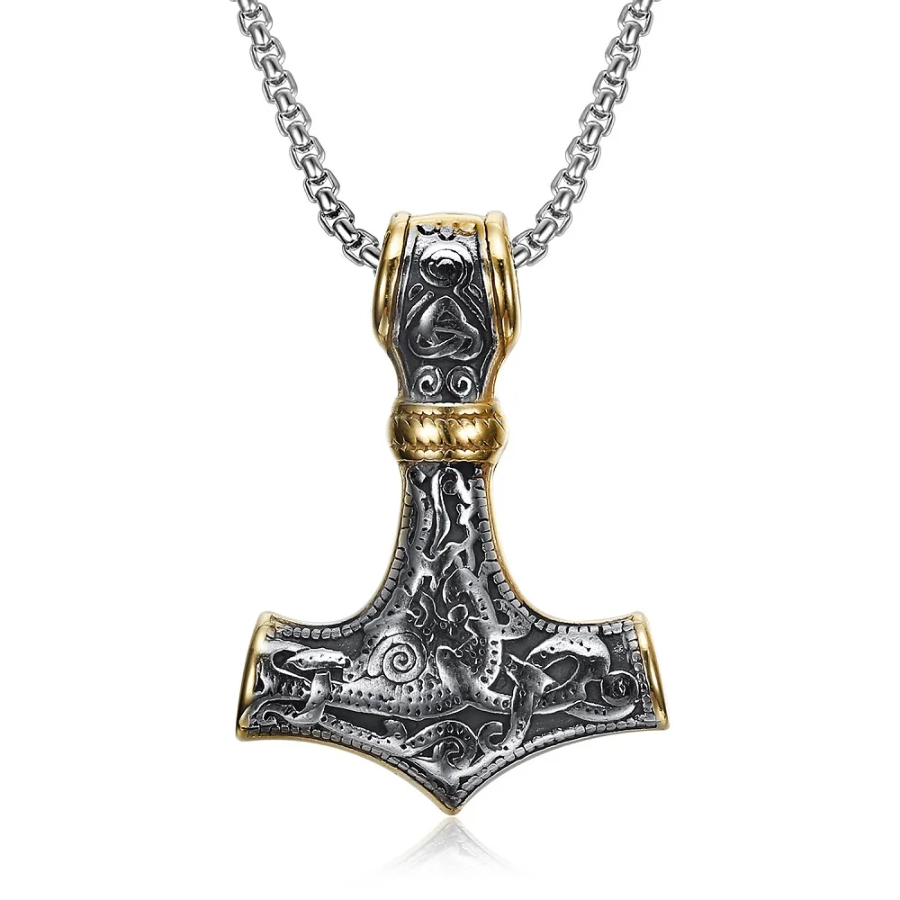 

Vintage Norse Odin Viking Triangle Thor's Hammer High Quality 316L Stainless Steel Pendant Necklace For Men Amulet Jewelry Gift
