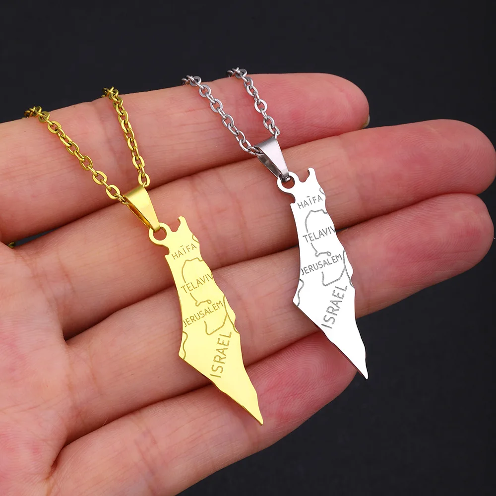 Ожерелье с подвеской в виде Арабской карты Палестины ожерелье из нержавеющей