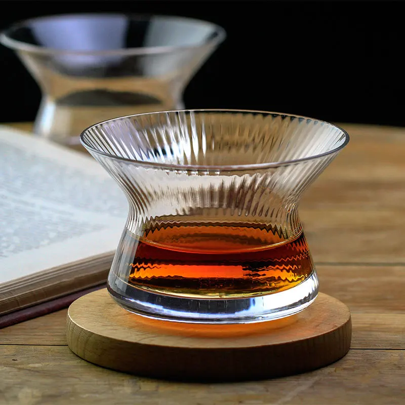 Фото Элегантный японский бокал для виски EDO Crystal Whisky Cappie Hanyu, вращающаяся чаша с полосками, бокал для вина Barley-bree, бокал для бренди, подарочная коробка из дерева. №4