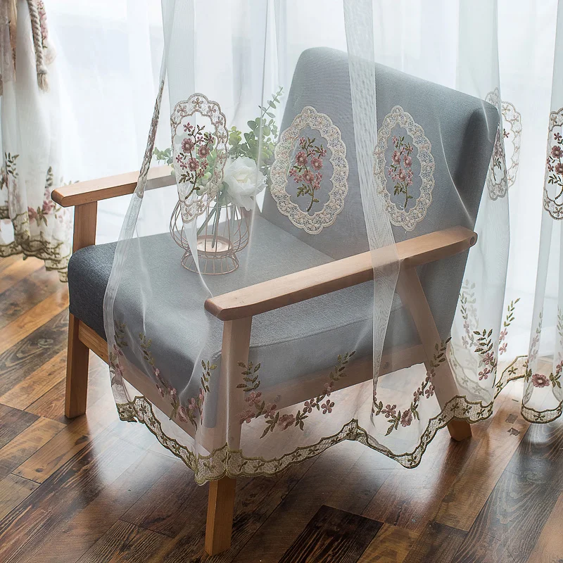 

White Embroidered Flowers Tulle Fine Pattern Yarn High-Quality Fabric Curtains For Luxury Living Room Bedroom Home Decor