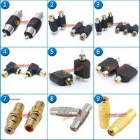 dual rca male to rca female 2 3 row split dual female audio video connection brass lotus av rf connector extension conversion