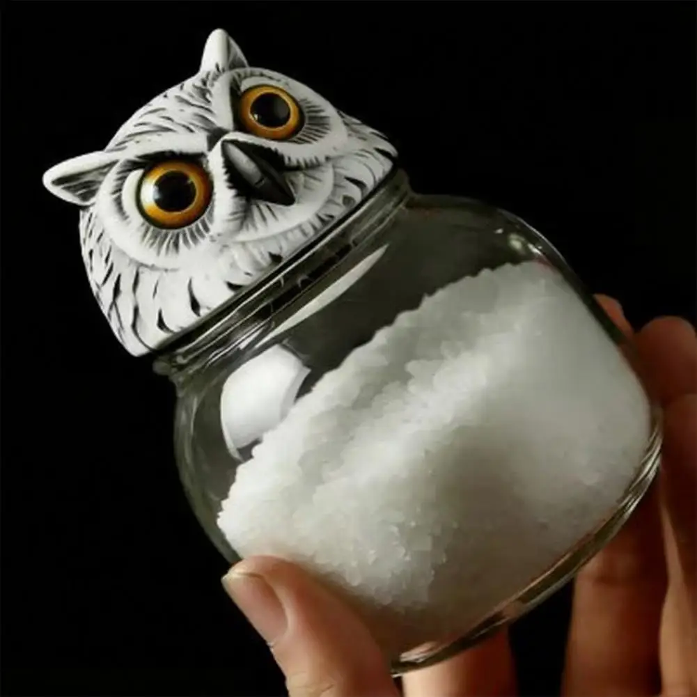 Фото Стеклянные контейнеры для специй: герметичные, влагонепроницаемые банки для хранения специй с декоративными крышками в виде шляп и сов, для кофе №4