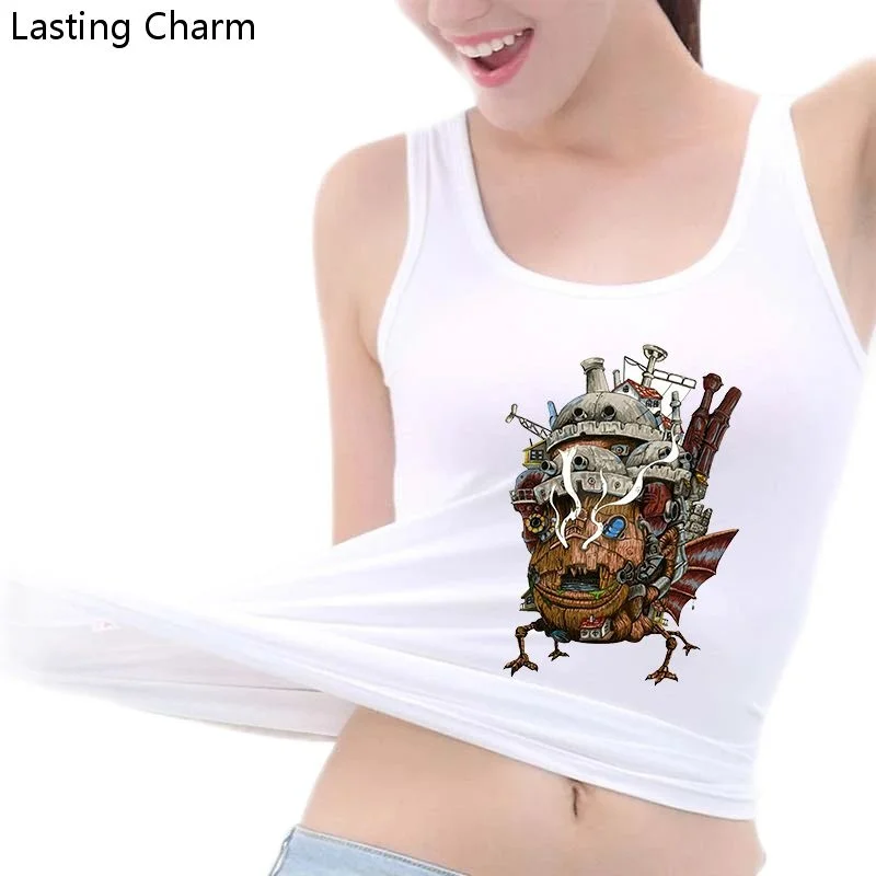 

Howl's Moving Castle Print Tank Top Women's Personalized Comics Design Gym Yoga Sports Workout Sleeveless Top