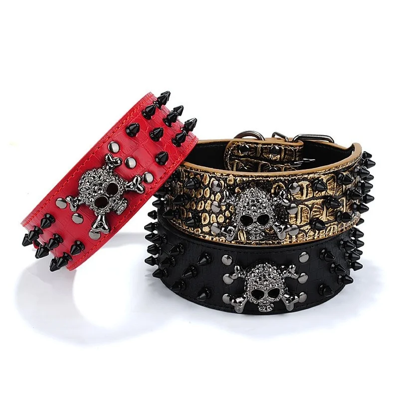 

PU Material Spiked Rivet Dog Collar Accessories Small Large Fashion Retractable Leash Dog Harness Bulldog Bulldog Dog Supplies