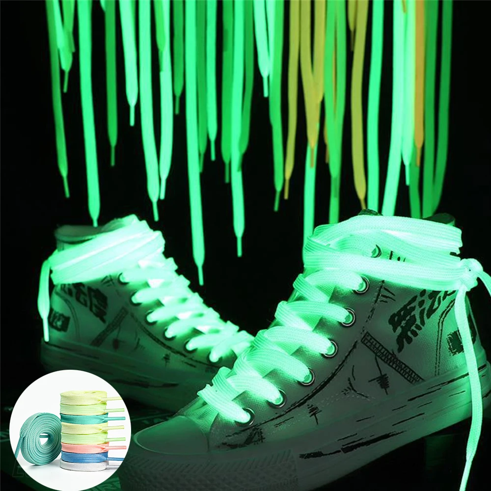1 Pair Luminous Shoelaces Sneakers Canvas Work Shoe Laces Glow In The Dark Night Color Fluorescent Shoelace 80/100/120/140/160cm