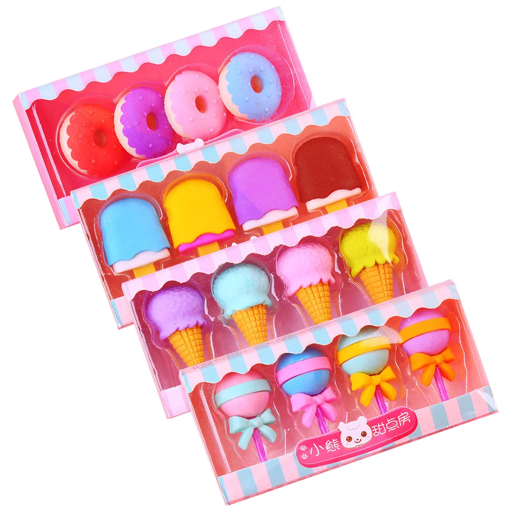 

Eraser Erasers Studentscartoon Mini Donut School Cutepopsicle Detachablechildrenkids Classroom Novelty Snack Class Cone Prize