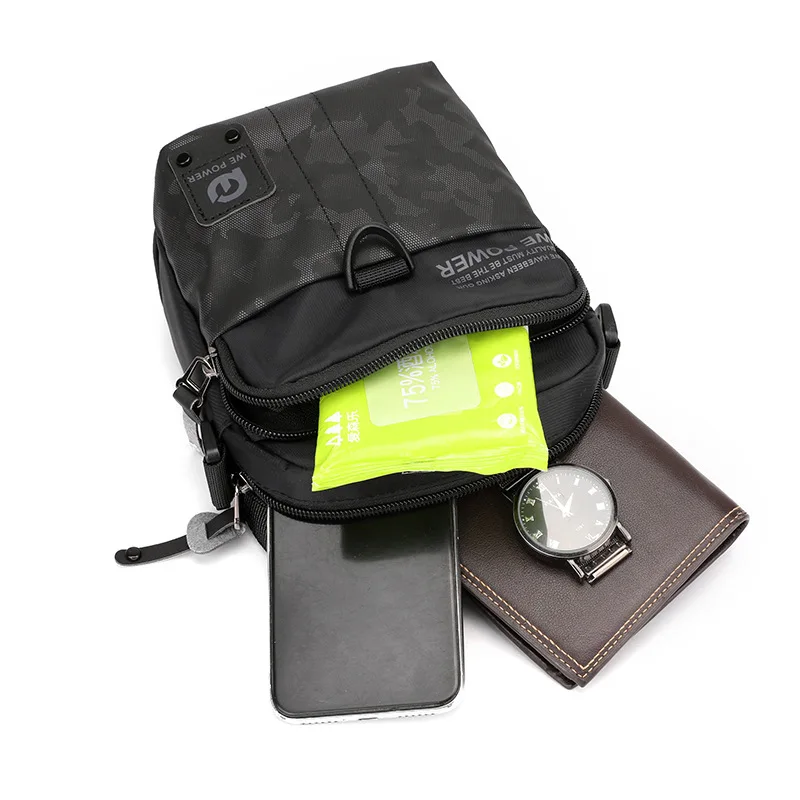 Men Small Shoulder Bag Male Diagonal Crossbody Bag Lightweight Mini Waterproof Nylon Multifunction Mobile Phone Waist Pack