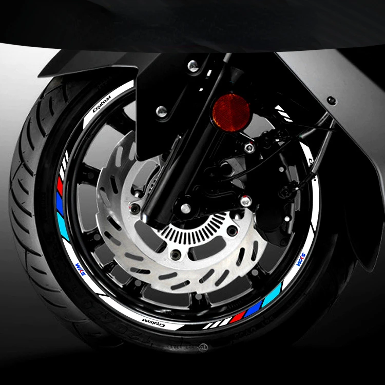 

Motorcycle front and rear wheels Edge Outer Rim Sticker Reflective Stripe Wheel Decals For SYM 150 SYM CRUiSYM 150