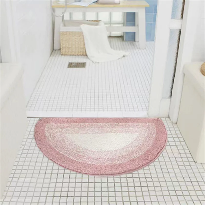 

Простой полукруглый коврик для ванной, мягкие впитывающие воду Противоскользящие коврики для ванной, украшение для входной двери спальни, ...