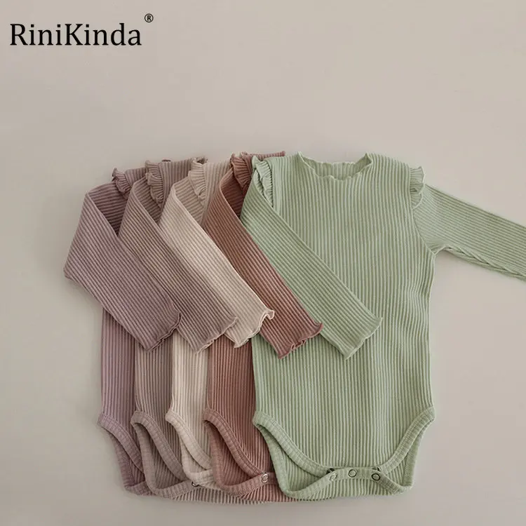 

RiniKinda 2023 Spring Newborn Infant Baby Boys Girls Romper Playsuit Overalls Cotton Long Sleeve Baby Jumpsuit Newborn Clothes