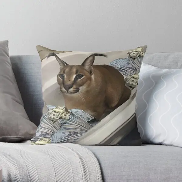 

Big Floppa Cash Printing Throw Pillow Cover Waist Soft Throw Bedroom Cushion Case Car Decor Anime Hotel Pillows not include
