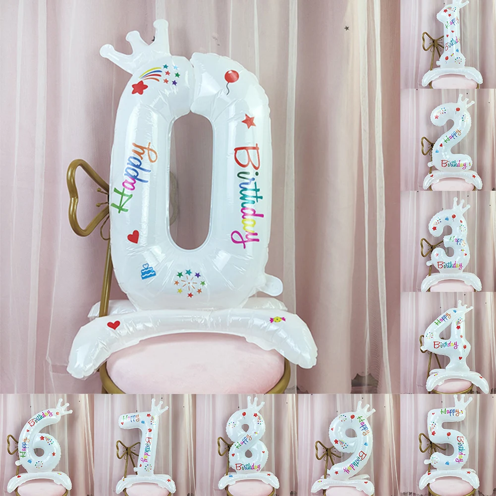 

Number Balloons Digit Air Ballon Kids Birthday Party Festival Party Anniversary Crown Decorations Supplies