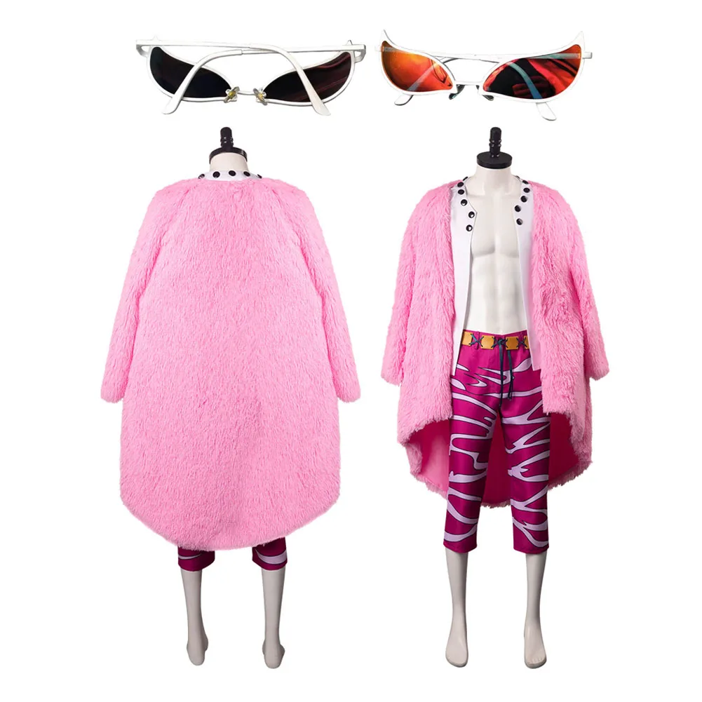 Мужской костюм для косплея взрослых Doflamingo пальто брюки очки аниме-экшн-фантазия