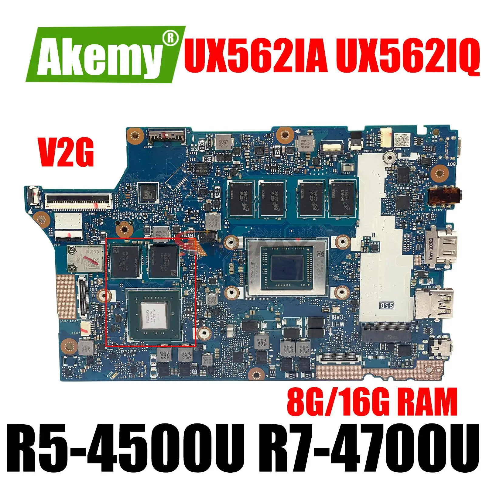 

UX562IQ motherboard For Asus ZenBook Flip 15 UX562IA UX562IQ UX562I UX562 Laptop Motherboard R5-4500U R7-4700U CPU 8G 16G-RAM
