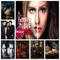 5d diy the vampire diaries damon stefan elena diamond painting with full drills cross stitch embroidery mosaic for home decor