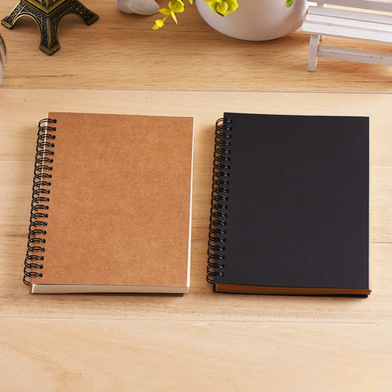 

Kraft Paper Material Double Coil Ring Spiral 50 Sheets Pages Notebook Sketchbook Diary for Drawing Painting Paper Notepad School