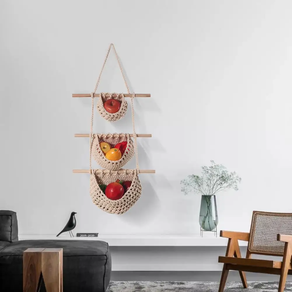 

Органайзер, корзина, полезная дышащая хлопковая веревка, плетеная сетка для хранения овощей и фруктов, кухонные принадлежности