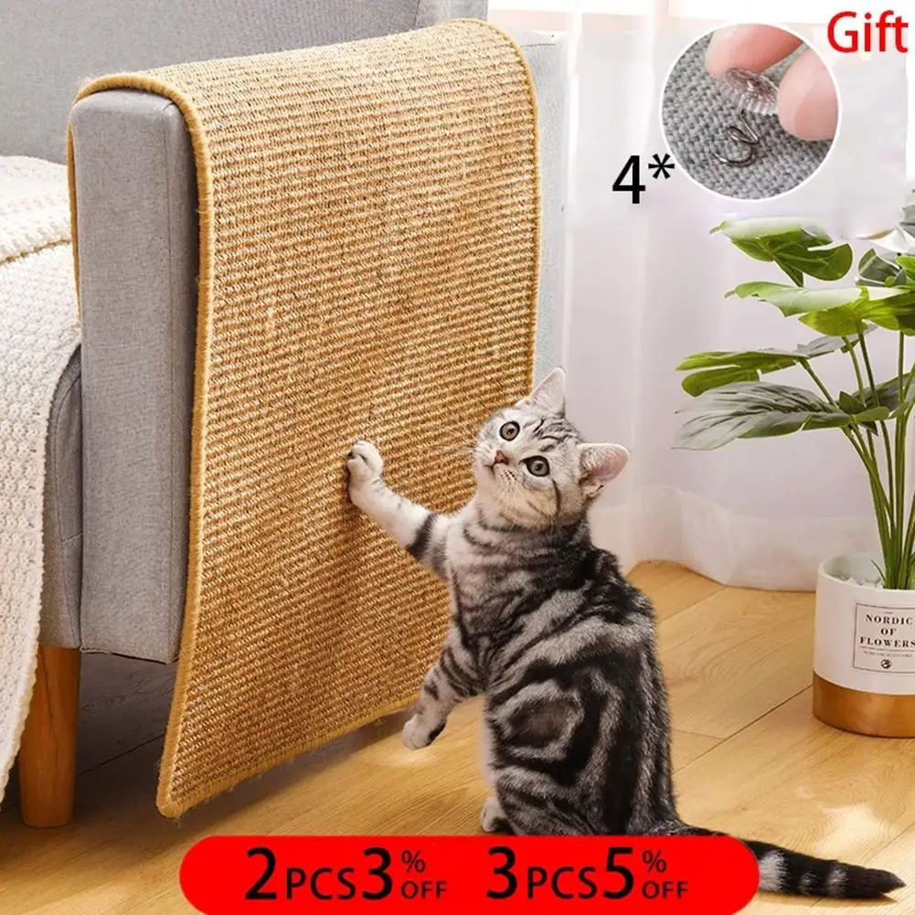 

Cat Scratch Board Sisal Mat Nail Sharpener Chair Table Sofa Furniture Protector Random Color