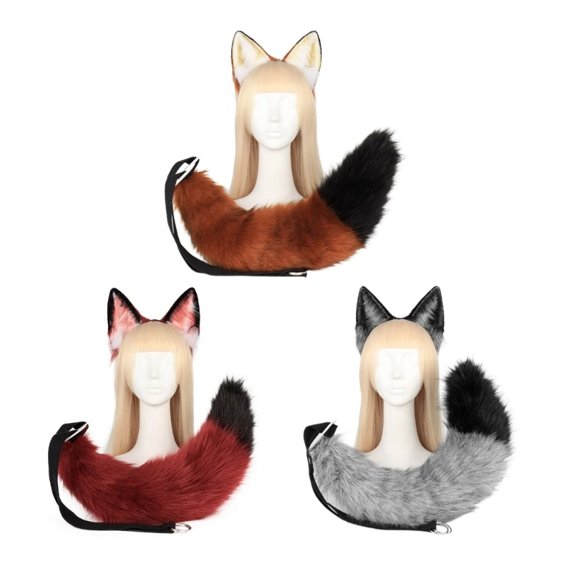

Искусственный мех хвост и зажим уши комплект для Хэллоуина аксессуар для костюма