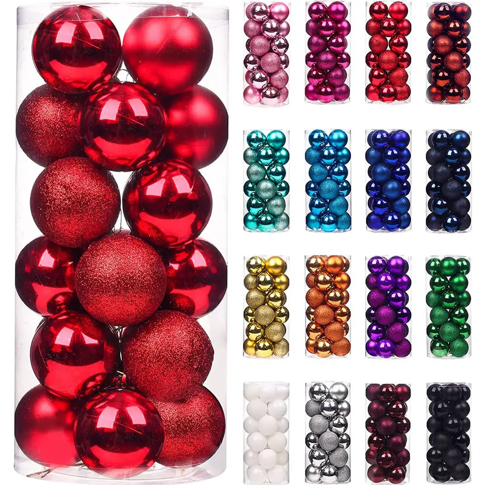 

New 24pcs/Lot 8cm Color Decoration Ball Christmas Tree Hang Ornaments Shiny Bauble Ball For Home House Bar Party Decor