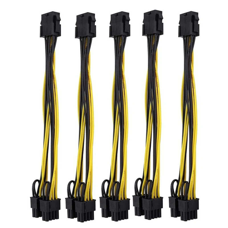 

5 шт. 30 см GPU 8Pin до 2X8pin(6 + 2) графическая карта для майнинга двойной PCI-E Pcie 8Pin разветвитель питания кабель Шнур