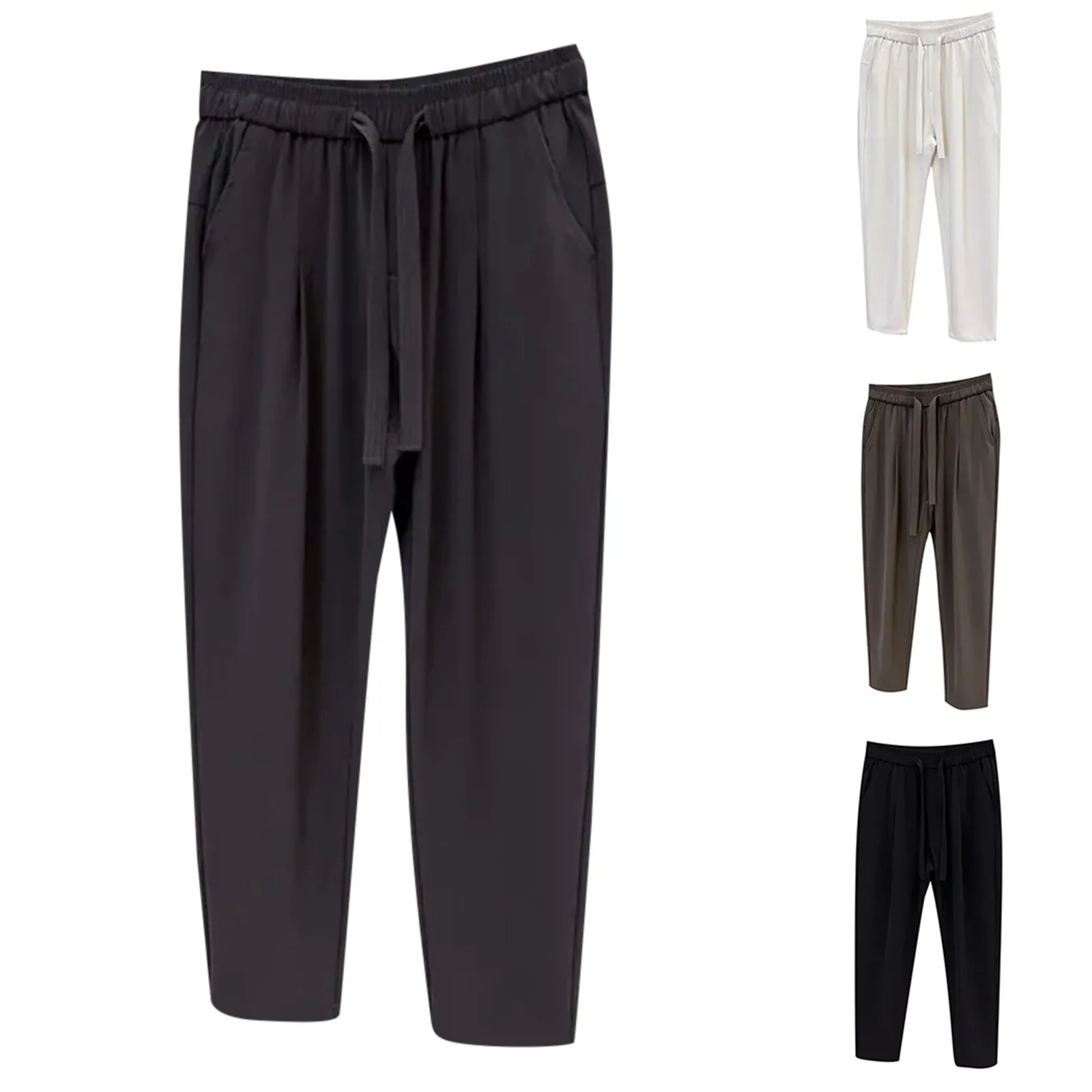 

Korean Fashion Autumn Men'S Pants Wrinkle Solid Color Cutting Small Trousers Versatile Straight Tube Men'S Sports Casual Trouser