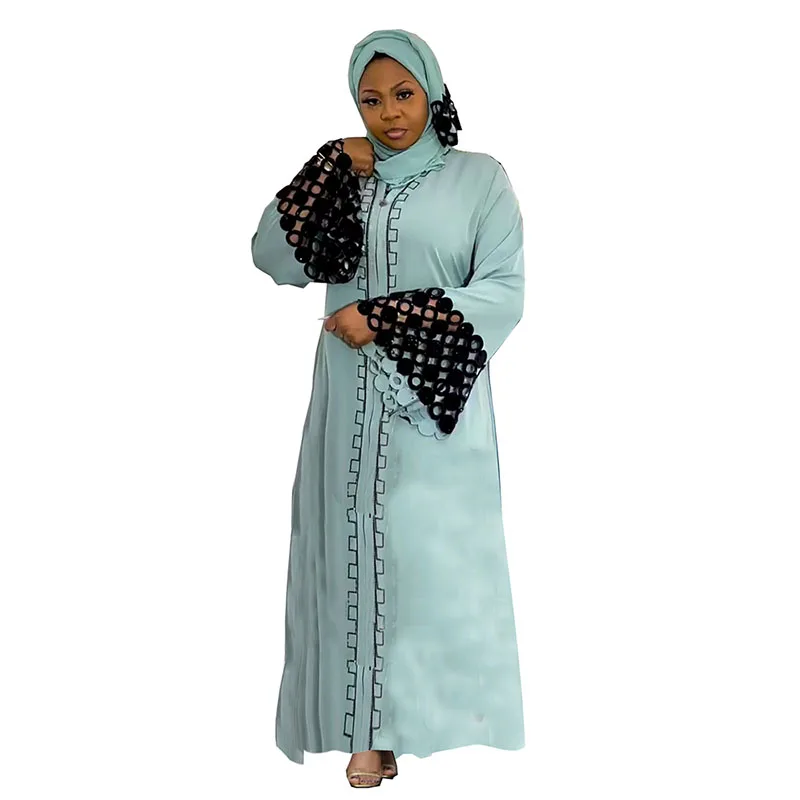 

Fashion Hijab Dress Dubai Turkey Kaftan Muslim Cardigan Abaya Dresses For Women African Casual Maxi Dresses Robe Come With Scarf