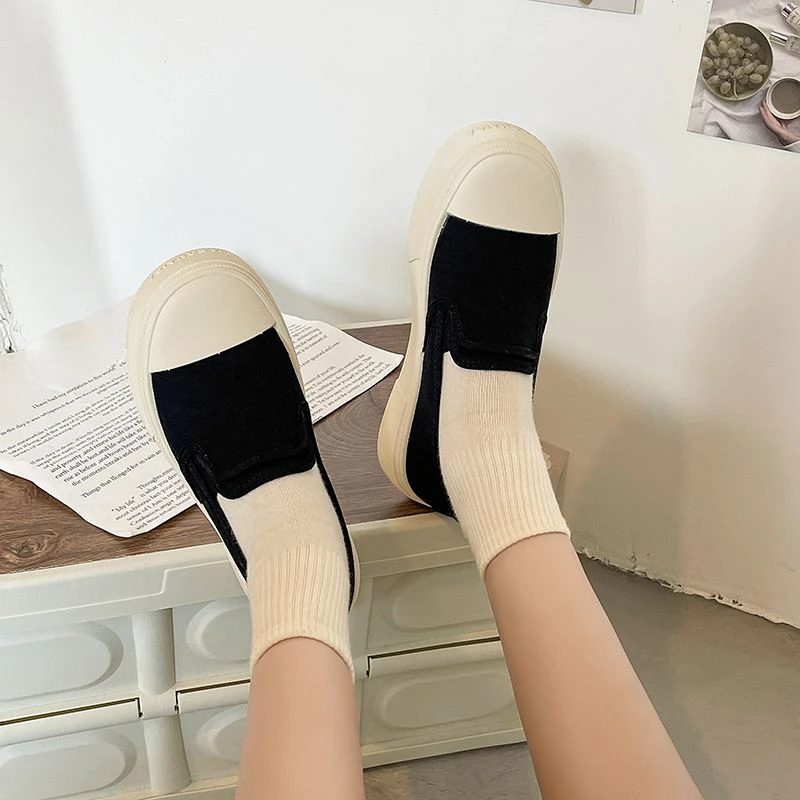 

Ladies Shoes Canvas Slip on Women Footwear Black Round Toe Cheap Summer 2023 Free Shipping Offer New Light Casual Daily Routine