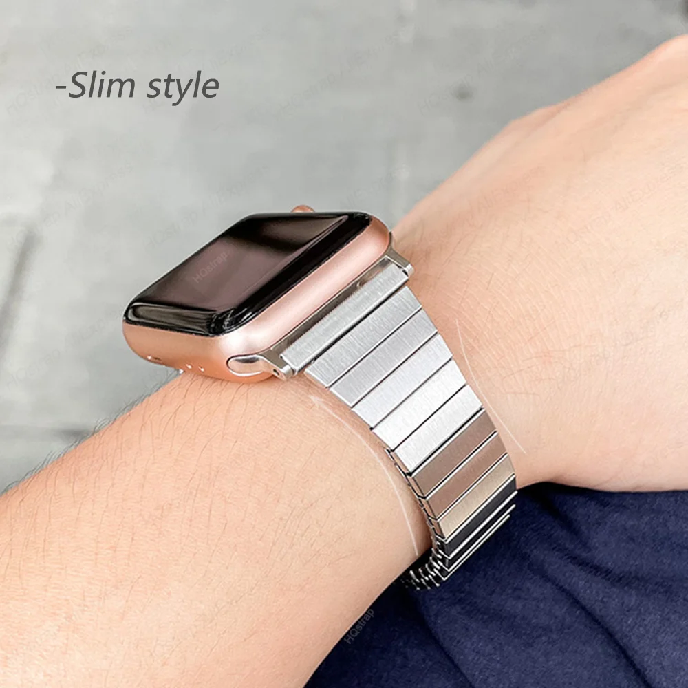 Elastic Watchband for Iwatch 40mm 44mm 42mm 45/49mm Stainless Steel Band for Apple Watch Series 8 7 6 5 4 3 Se Expansion Luxury