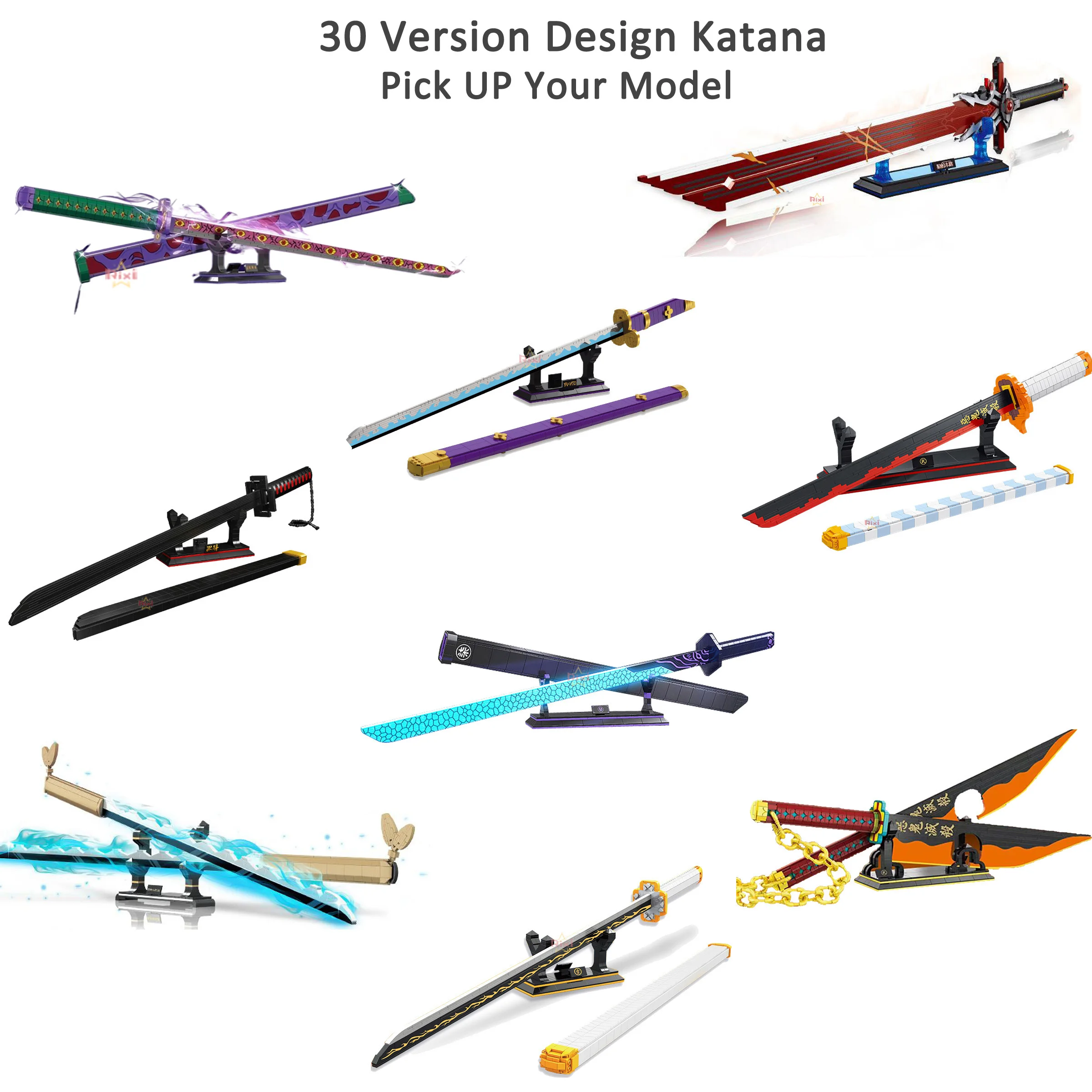 

Samurai Sword Building Blocks Ninja Yamato Blade Katana Japanese Anime Nichirin Knife Bricks MOC Children Toys for Adult Gifts