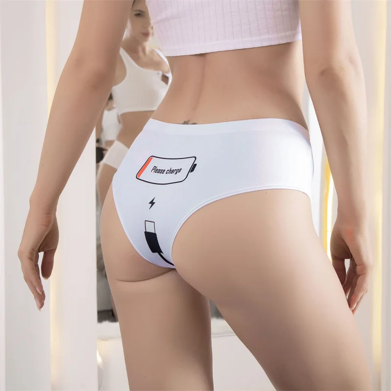 Milk Silk Lace Briefs Panties Printed Letter Please Charge Panties Fashion Briefs Underwear Women's Pnties Free Shipping Panty