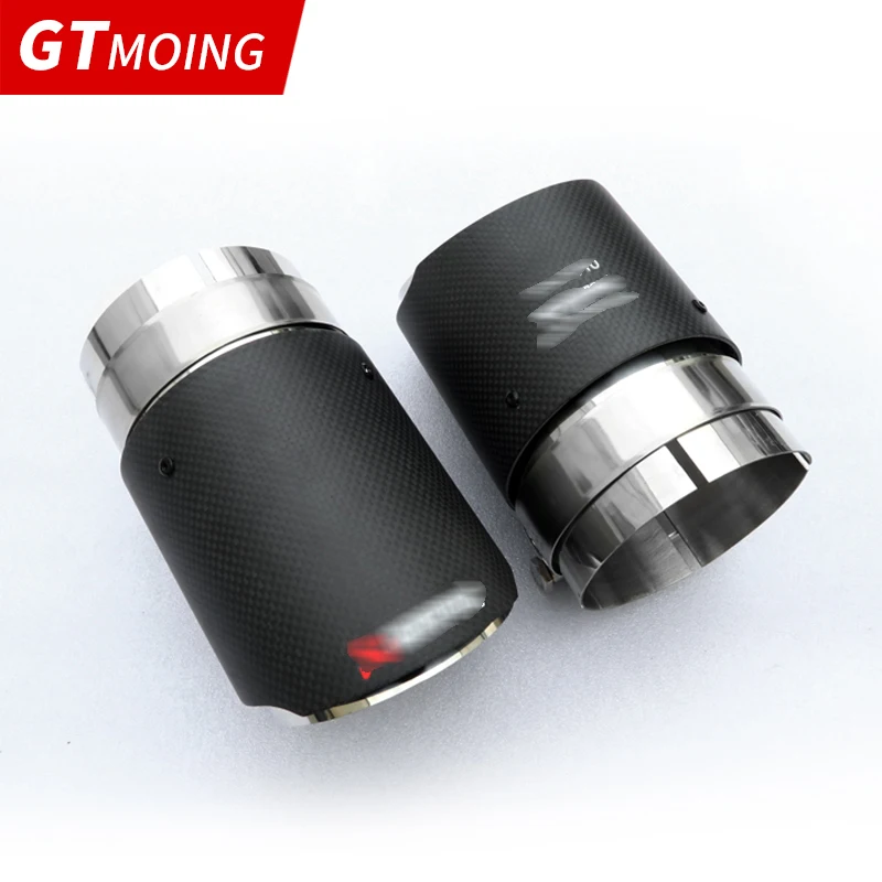 1pcs Car Exhaust Tips Pipe Muffler Nozzle Universal Matte Carbon Fiber Stainless Steel Clamp Style Modified Accessories for a-k