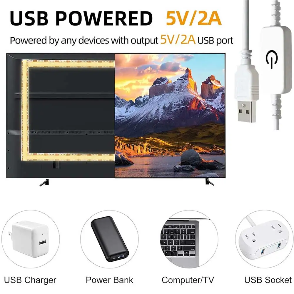 CCT COB Светодиодная Лента 5 В USB Гибкая Подсветка Шкафа Водонепроницаемая Домашняя