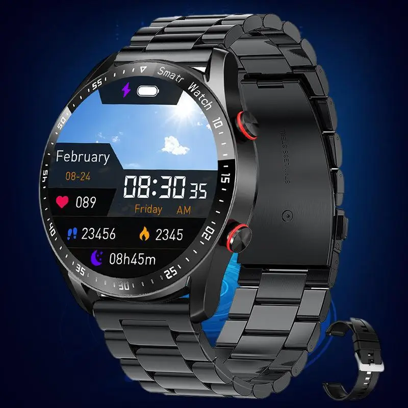 

Умные часы ECG + PPG мужские спортивные водонепроницаемые умные часы с браслетом из нержавеющей стали