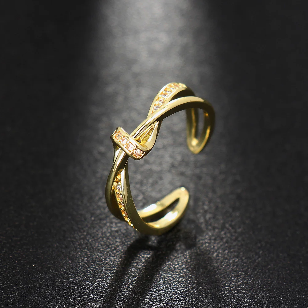 

Emmaya New Arrival Charming Adjustable Ring Irregular Geometry Shape Design For Female Cool Cubic Zircon Decoration Fine Jewelry