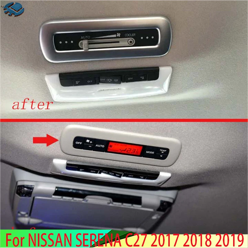 

For NISSAN SERENA C27 2017 2018 2019 Car Decoration ABS Chrome Matte Rear Roof Air Conditioning Switch Trim