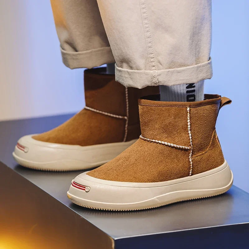 Мужские зимние ботинки с высоким берцем в британском стиле и модные хлопковые