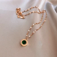luxury titanium steel green roman numeral necklace fashion woman stainless steel clavicle chain necklace