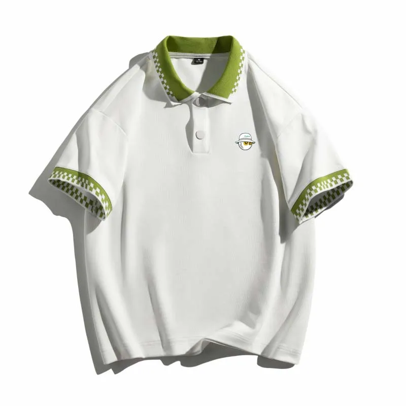 Men T-shirt Polo Malbon Wear Golf Summer Men's Street Color Loose Short Sleeve Retro Hip Hop Top