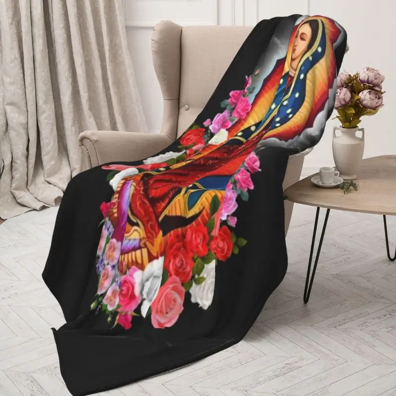 Ультра-мягкие флисовые покрывала на заказ Дева Мария Гуадалупе теплое