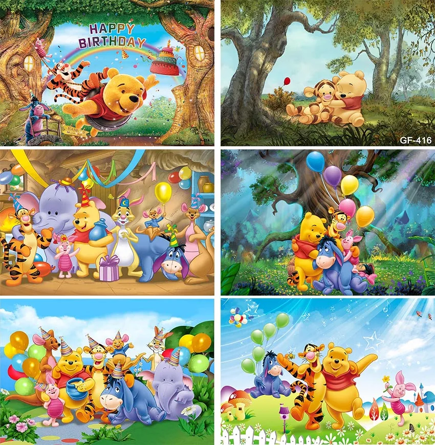 

Disney Winnie The Pooh Party Backdrops Kids Baby Shoower Newborn Boys Girls 1st Birthday Photozone Custom Background Decorations